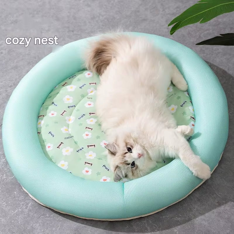 Summer Cooling Pet Bed Breathable Sleeping Mat Soft Cat Bed Pet Bed Sofa Cat Nest for Small Dog Cats Kitten Puppy Beds Cushion