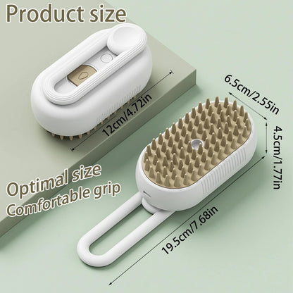 Cat Steam Brush for Shedding Dog Brush with Steam Pet Hair Cleaning Brush Comb for Spray 3 in 1 Pet Grooming for Long & Short Haired Pets – Spritz Defur Comb for Cats(Gray)